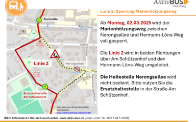 Linie 2: Vollsperrung Marienhölzungsweg ab 2.3.26