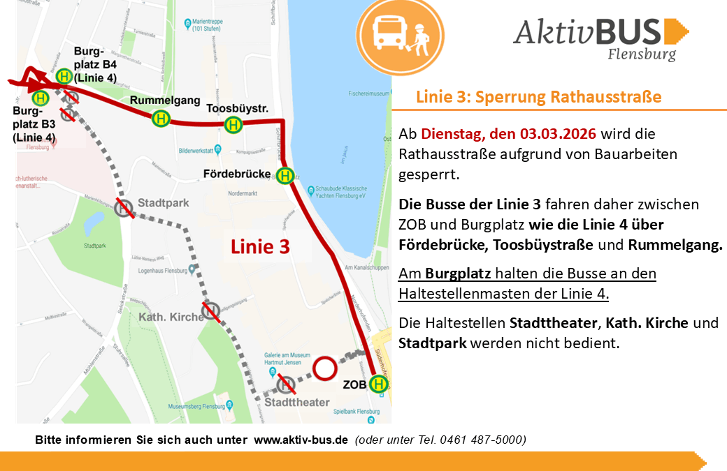 Linie 3: Sperrung der Rathausstraße ab 3.3.26