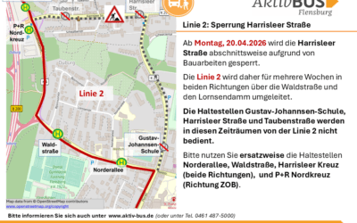 Linien 2, N4: Sperrung der Harrisleer Straße ab 20.4.26