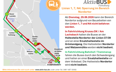 Linien 1, 7, N4: Sperrung im Bereich Nordertor